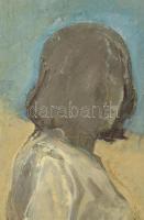 Wagner János (1936-2022): Ketten, 1967. Vegyes technika, farost, jelezve jobbra lent: WJ. Hátoldalán...