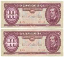 1989. 100Ft (2x) sorszámkövetők "B 039 171653 - B 039 171654" T:AU,XF Adamo F36
