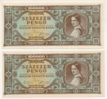 1945. 100.000P (2x) sorszámkövetők "M 133 010118 - M 133 010119" T:UNC,AU Adamo P24