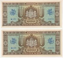 1945. 100.000P (2x) sorszámkövetők "M 133 010118 - M 133 010119" T:UNC,AU
Adamo P24