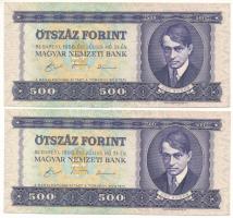 1990. 500Ft (2x) közeli sorszámok "E 365 050517 és E 365 050519" mindkettő nyomdai festékfoltokkal T:XF Adamo F43