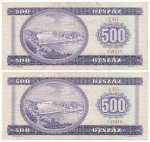 1990. 500Ft (2x) közeli sorszámok "E 365 050517 és E 365 050519" mindkettő nyomdai festékf...