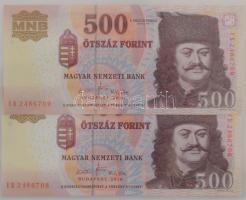 2010. 500Ft (2x) sorszámkövetők "EB 2486708 - EB 2486709" T:UNC,AU