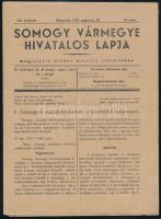 1942 Somogy vármegye hivatalos lapja LXI. évf. 18. szám, Kaposvár, 1942. aug. 20., szerk.: Csorba Ede, fűzés nélkül, 226-240 p.