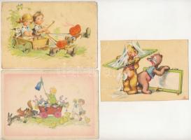 29 db MODERN (főleg 1950-es évek) üdvözlőlap / 29 modern greeting art postcards (mainly 1950s)