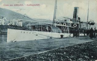 Abbazia harbour with steamship Tátra (Rb)