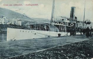 Abbazia harbour with steamship Tátra (Rb)