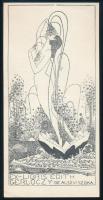 Sassy Attila (1880-1967): Ex libris Edith Gerlóczy de Alsóviszoka. Klisé, papír. Jelzett a klisén. 18x8,5 cm.