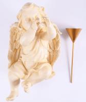 Asztalszélre ültethető puttó figura, műanyag, újszerű, m: 28 cm