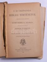 Schuster, [Ignaz]: Ó- és újszövetségi bibliai történetek a középtanodák számára. - - nyomán Róder Flórent sz. ferenczrendi áldozártól. I-II. köt. [Egy kötetben.] I.: Az ó-szövetség. II.: Az új-szövetség. Bp., 1883, Franklin-Társulat, 207 p.; 176 p.+ 1 (kihajtható) t. Egészvászon-kötésben, viseltes állapotban, sérült, a könyvtesttől elvált borítóval, néhány sérült, kijáró lappal, a kihajtható tábla szakadt, két részre vált.