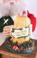 Nagyméretű, elemmel működő zenélő, világító, író mikulás asztaldísz, dobozában, újszerű 36x44 cm