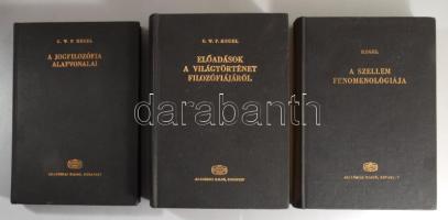Georg Wilhelm Friedrich Hegel 3 műve: A szellem fenomenológiája. Ford.: Szemere Samu. Filozófiai Írók Tára Új Folyam XIX. köt.; Előadások a világtörténet filozófiájáról. Ford., utószóval és jegyzetekkel ellátta Szemere Samu. 2. kiadás. Filozófiai Írók Tára Új Folyam XXVIII. köt.; A jogfilozófia alapvonalai vagy a természetjog és államtudomány vázlata. Ford., utószóval és jegyzetekkel ellátta Szemere Samu. 2. kiadás. Filozófiai Írók Tára Új Folyam XXXIII. köt. Bp., 1973-1979, Akadémiai Kiadó, 554 p.; 821 p.; 381 p. Kiadói egészvászon-kötések.;