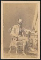 cca 1860 Férfiportré, keményhátú fotó Jeney József körmendi műterméből, 9,5×6,5 cm