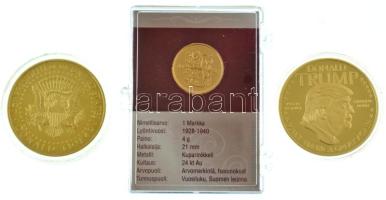 Finnország 1937. 1M aranyozva, műanyag tokban + Amerikai Egyesült Államok 2020. "Donald Trump&q...