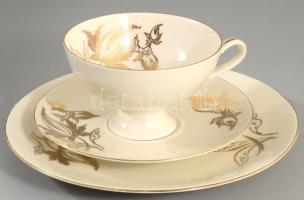 Garets.egyszemélyes reggeliző készlet, csésze alátéttel és desszertes tányér. Jelzett, hibátlan, d: 19,5 cm