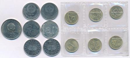 1980. 100Ft Ni "Szovjet-magyar közös űrrepülés" + 2005-2007. 50Ft (6db, 3xklf forgalmi emlékpénz) + 2021. 5Ft Cu-Ni-Zn "75 éves a Forint" (6xklf) teljes sor! T:AU,XF