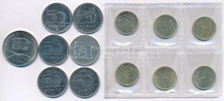 1980. 100Ft Ni "Szovjet-magyar közös űrrepülés" + 2005-2007. 50Ft (6db, 3xklf forgalmi eml...