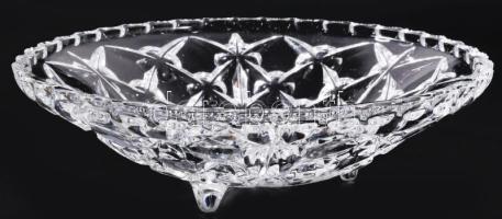 Kristály kínáló, 3 lábon, hibátlan, d: 23,5 cm