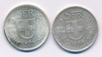 Svájc 1967-1969. 5Fr Ag (2xklf) T:VF,XF patina Switzerland 1967-1969. 5 Francs Ag (2xdiff) C:VF,XF patina Krause KM#40