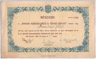 1908. Kassa "Kassai Korcsolyázó és Tenisz-Egylet" névre szóló részjegye, bejegyzésekkel, bélyegzésekkel T:F