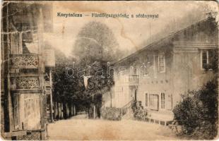 Koritnyica, Korytnica; Fürdőigazgatóság a sétánnyal. Pavelka Kálmánné kiadása / street, spa directorate (gyűrődések / creases)