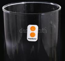 Montana design hengerüveg váza, jelzett, hibátlan, m: 30,5 cm