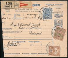 1915 Csomagszállító értéknyilvántartással, 80f díjkiegészítéssel, "SZEGED" - "BUDAPEST"