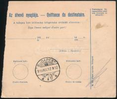 1915 Csomagszállító értéknyilvántartással, 80f díjkiegészítéssel, "SZEGED" - "BUDAPES...