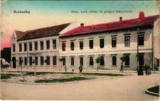 Szabadka, Subotica; Római katolikus elemi és polgári leányiskola. Schmidt Vilmos kiadása / Roman Catholic school (fl)