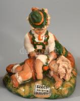 Szécsi Jolán: 3 darab hózentrógeres figura, jelzett, kopással, m: 11 cm