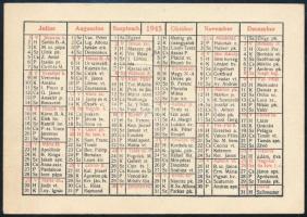 1945 Zsebnaptár, kétoldalas, 7x10 cm