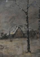 Olvashatatlan jelzéssel: Téli táj. Olaj, vászon. 45×60 cm. Dekoratív fakeretben