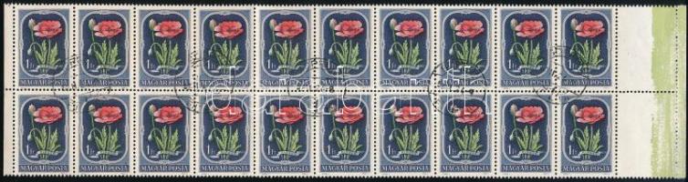 1951 Virág II. 1Ft húszastömb jobb oldalon 2 üres mezővel