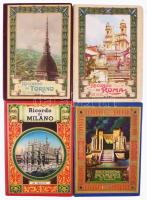 4 db olasz városképes leporelló: Ricordo di Milano, Pompei, Roma, Torino. Vegyes állapotban.