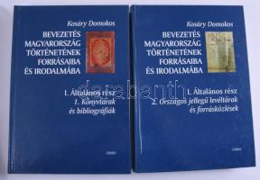 Kosáry Domokos: Bevezetés Magyarország történetének forrásaiba és irodalmába I/1-2. köt. I./1.: Általános rész: Könyvtárak és bibliográfiák. I./2.: Országos jellegű levéltárak és forrásközlések. Bp., 2000-2003, Osiris. Kiadói kartonált papírkötések.