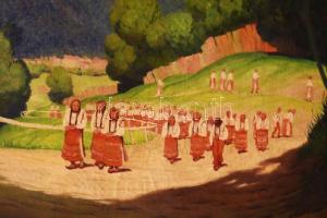 D. Némethy Miklós (1880-?): Erdélyi búcsújárók, 1934. Olaj, vászon. Jelezve balra lent. 80×100 cm. A...