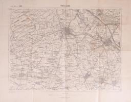 cca 1900-1910 Békéscsaba és környékének katonai térképe, 1 : 75.000, K. u. k. militär-geographisches Institut, kissé foltos, 48x61,5 cm