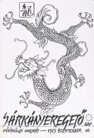 Khell Csörsz (1953-): Sárkányeregető nap, Hűvösvölgyi Nagyrét, 1983. Plakátterv. Tus, karton, jelzett. 50×35 cm. Megvalósult plakátterv!