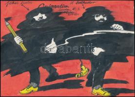 Khell Csörsz (1953-): Halas &amp; Batchelor, 1978. Plakátterv (díjnyertes). Akvarell, tus, papír, jelzett. 21×28,5 cm.