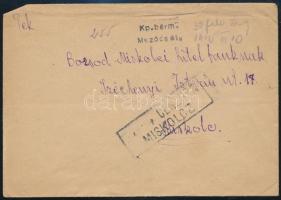 1945.03.10. Levél Mezőcsátról 30f készpénz bérmentesítéssel Miskolcra, cenzúrázva