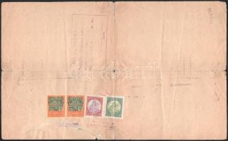 1924 1919 szeptemberében Nagyszalontán (már román megszállás) kiállított születési anyakönyvi kivonat 1K MAGYAR okmánybélyeggel, melyet a hátoldalon 2 x 1000K okmánybélyeg és 3000K + 5000K Koronás Madonna postabélyeg VEGYES LEROVÁSSAL a Népjóléti és Munkaügyi Minisztérium bélyegzőjével érvényesítettek. (Az 50-es években személyi igazolvány kiállításához is bemutatták.) Rendkívül érdekes, különleges darab!!