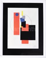 Kassák Lajos (1887-1967): Képarchitektúra. Nyomat, papír, jelzett a nyomaton. Üvegezett fakeretben. 19×14 cm