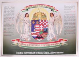 Magyarország angyalos kőzépcímere. Magyar Ereklyés Országzászló Nagybizottsága kiadása. 46x35 cm