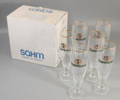 'Staropramen' üveg söröspohár készlet, eredeti dobozában, 6 db, 0,3 l, m: 21 cm