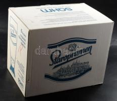 'Staropramen' üveg söröspohár készlet, eredeti dobozában, 6 db, 0,3 l, m: 18 cm