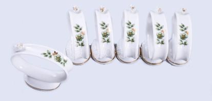 Hollóházi szalvétagyűrű szett, jelzett, hibátlan, 6 darab, m: 5,5 cm