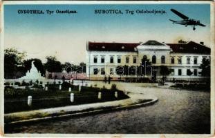 1941 Szabadka, Subotica; Fő tér, repülőgép / Trg Oslobodjenja / main square, airplane (fl)