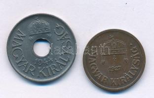 1927. 2f bronz + 1944. 20f Fe T:AU,XF Adamo P2, P4.1