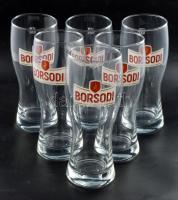 'Borsodi' üveg söröskorsó készlet, dobozban, 6 db, 0,5 l, m: 20 cm