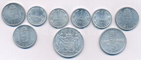 1941-1944. 1P Al (4xklf) + 1941-1943. 2P Al (3xklf) + 1943. 5P Al "Horthy Miklós születésének 75. évfordulójára" + 1945. 5P Al "Parlament". Teljes sor! T:AU,XF